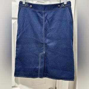 Ann Taylor Factory Navy Blue White
Contrast Stitch Knee Length Skirt